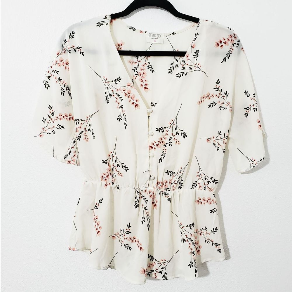 Sienna Sky Floral V-neck Peplum Blouse